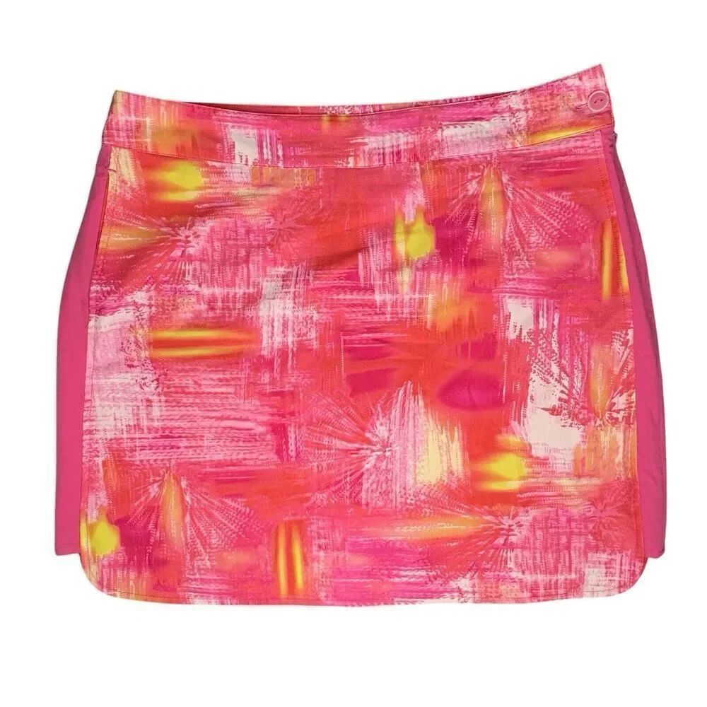 EP PRO Golf Womens Skort 14 Pink Golf Tennis Athletic Starburst Side Zip Button